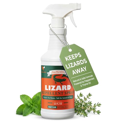 VarmiPro Lizard Repellent Spray 16 fl oz Natural Peppermint & Thyme Oil Lizard Deterrent for Home Yard Garden Entryways Baseboards & Outdoor Areas Safe for Pets and Family