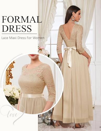 BeryLove Women Long Sleeve Formal Party Dress Lace Wedding Guest Maxi Dresses Elegant Cocktail Evening Gowns2
