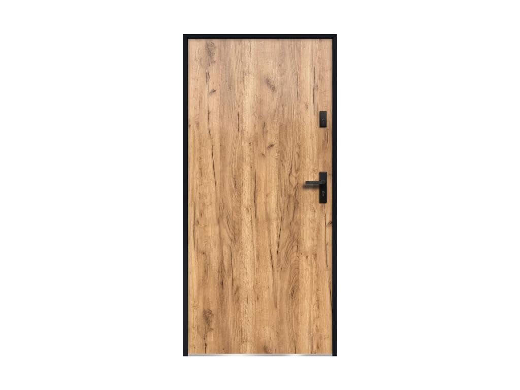 Vente-unique - Porte d'entrée en acier pleine H207 x L100 cm effet chêne - épaisseur 55 mm - poussant gauche - AGUEDA