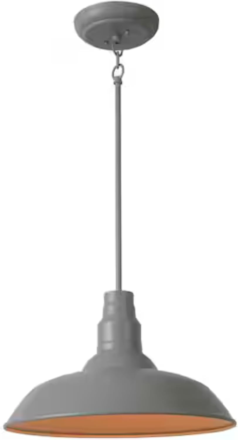 Ceybo Bell Ridge Outdoor Mini Pendant Light – 1 Light, Grey Finish, Indoor/Outdoor Hanging Fixture