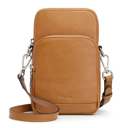 S-ZONE Small Crossbody Bags for Women Travel, Genuine Leather Wallet Phone Purse with RFID Blocking