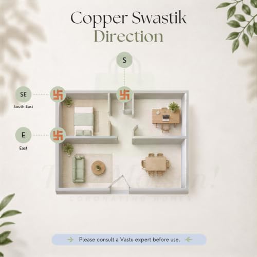 Image of Copper Swastik (卐) Sathiya Wall Hanging Yantra | 3 Inch | Vastu Door Hanging for Good Luck & Auspicious Energy | Decorative Home Decor Symbol for Positive Vibes