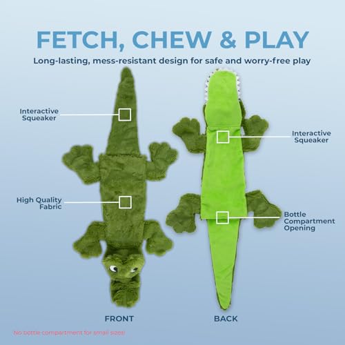 Image of Best Pet Supplies 2-in-1 Fun Skin Stuffless Dog Squeaky Toy Alligator, Small