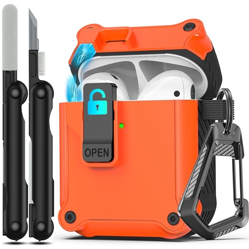 Image of RFUNGUANGO AirPods 2 Case with Lock Magnetic Lid, Orange