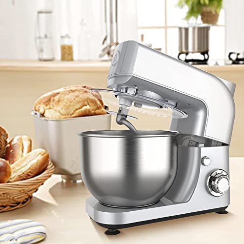 Foto von Küchenmaschine Knetmaschine Rührmaschine Küchenmaschine multifunktional 6 Geschwindigkeit mit Edelstahlschüssel Teigknetmaschine mit Rührbesen, Knethaken, Schlagbesen(MEHRWEG)