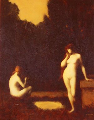 Peinture à l'huile Idyll Jean Jacques Henner tableau de collection 20x24