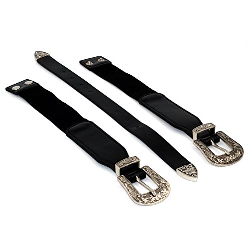Womens Retro Carved Double Buckle Elastic Belts Western Leather Flex Belt3
