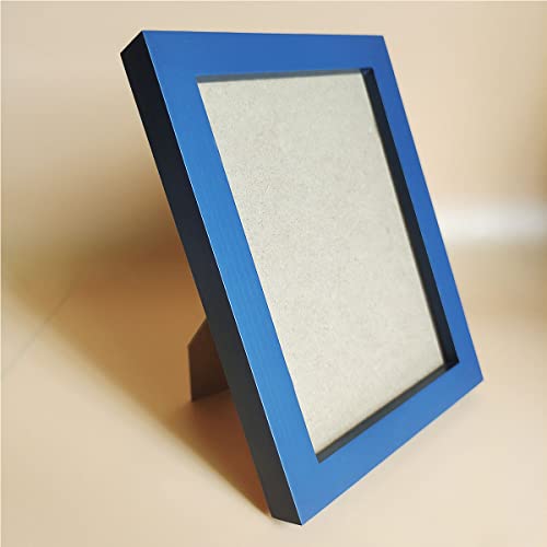 Image of 5x7 Picture Frames Blue Solid Wood Frame, Plastic Panel (Film Needs to be Removed) Table or Wall.Front Window Opening 4.5x6.5 inch.