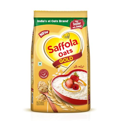 Image of Saffola Oats Gold, Rolled Oats with Jowar Millet | 1500g | High Protein & Fibre | Healthy Cereal for weight loss