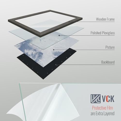 Image of VCK 13x19 Frames 3 Pack, Gray Grey Poster Frame MDF Wood with Polished Plexiglass, Wall Mounting Horizontal & Vertical Display