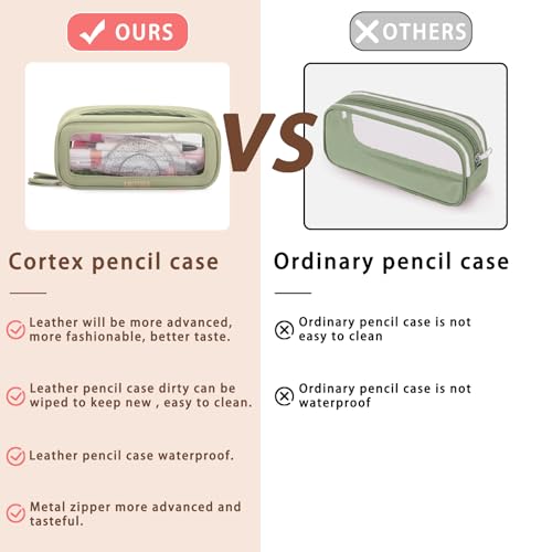 Image of EMUFOOK Clear Pencil Case Aesthetic Large Capacity Pencil Pouch With Zipper Simple Stationary Pencil Bag Transparent Pen Case for School Teen Girl Boy Multi-Purpose Bag for Office Men Women, Green