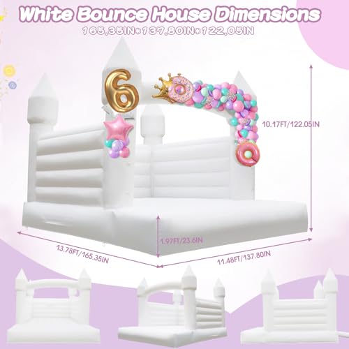 14FT PVC White Bounce House, Inflatable Bouncer for Kids, 3 in 1 Jumper Bounce House Bouncy Castle for Kids, Indoor & Outdoor, Party, with 750W Blower, Balloon, 2 Basketball Set (White, 14FT) - Image 3