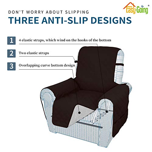 Image of Easy-Going Sofa Slipcover Waterproof Oversized Recliner Chair Cover Non-Slip Fabric Couch Cover for Living Room Washable Furniture Protector for Pets Kids Children (Oversized Recliner, Chocolate)