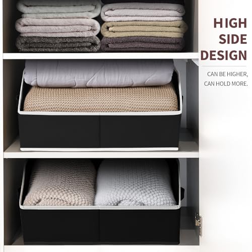 Image of Homsorout Clothes Organizers and Storage - Fabric Cube Bins with Handles, Storage Baskets for Shelves, Trapezoid Collapsible Boxes for Home, Dorm, Office, 10 Pack, Black