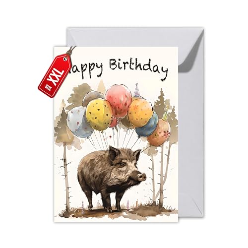 WBdesignz Geburtstagskarte für Förster und Jäger mit Umschlag - Glückwunschkarte “Happy Birthday” Geschenkkarte zum Geburtstag Happy Birthday Karte Waldhüter Forstmeister Wald Jagd Natur (XXL DIN A4)