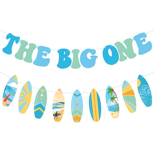 Image of The Big One Banner Surfing 1st Birthday Party Decorations Surfing Surfboard Theme First Birthday Decorations for Baby Boys Summer Beach Surf Party Supplies