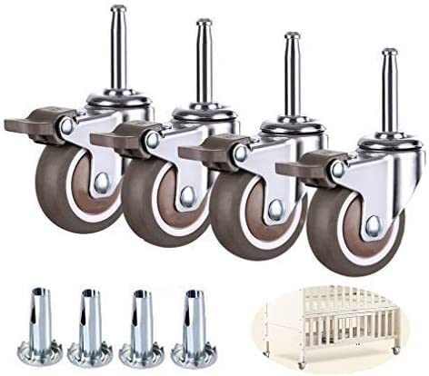Roulette pour meuble de berceau : kit de 4 roues pivotantes silencieuses pour déplacer le lit