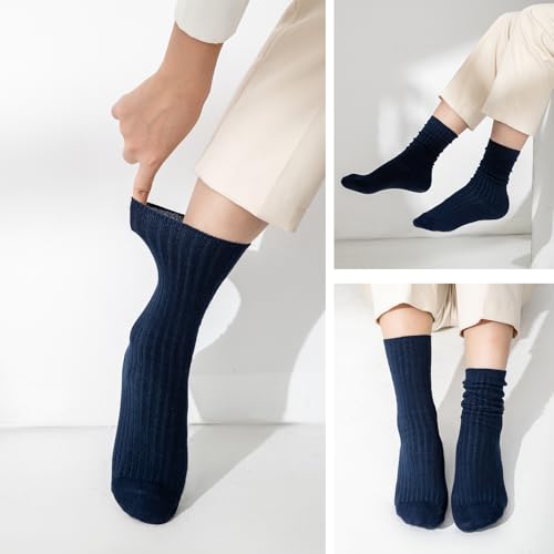 Women's Casual Cotton Crew Sock 3-Pack Basic Pure Color Soft Comfort Socks4