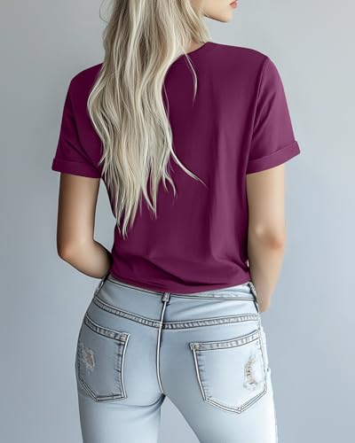 Huukeay 3 Pack Women's Cotton T Shirts Casual Short Sleeve Tunic Tops Crewneck Summer Plain Basic Loose Fit Tee4