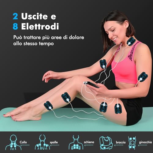 Iwarmbase Elettrostimolatore Muscolare, 3 In 1 Tens/Ems/Massage Elettrostimolatore Dolore Professionale, Con 27 Modalità E 30 Intensità, 2 Channels 8 Elettrodi - 5