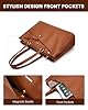 LOVEVOOK Sac Cabas Femme Sac a Main, Grande Capacité Sac Ordinateur Portable 15,6 Pouces, Imperméable Sac De Cours Sacoche Ordinateur, Sac à Main Pour Voyage Affaires Travail, Brun #3