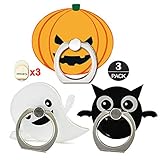 ZOSTLAND 3PCS Halloween Pumpkin Bat White Ghost Casper Phone Ring,Universal 360°Adjustable Phone Case Finger Grip Stand Holder Desk Stent Mount Car Hook Compatible with iPhone 13 12 11 MAX X Plus iPad