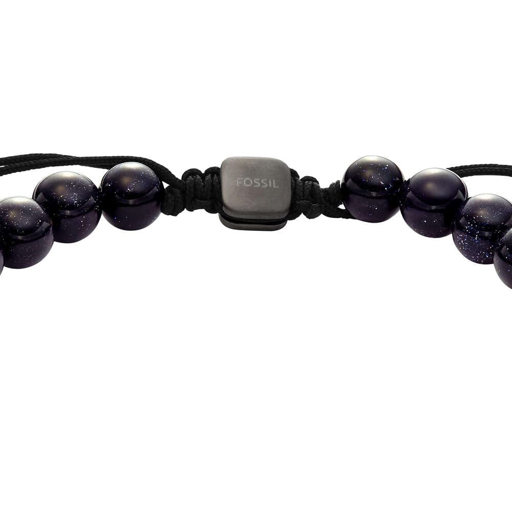 Fossil Herren-Edelstahl-Perlenarmband mit Schieberverschluss