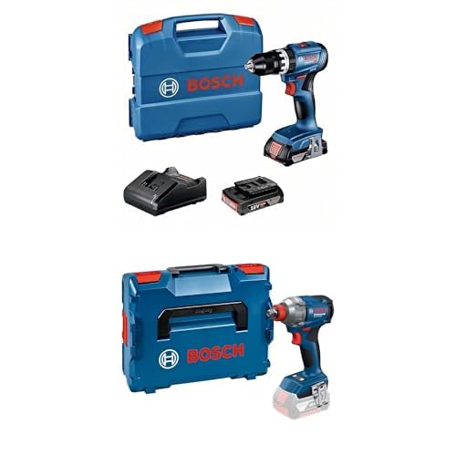 Bosch Professional 18V System GSB 18V-45 - Taladro percutor a batería + Bosch Professional 18V System atornillador de impacto a batería GDX 18V-285 (incl. L-BOXX)