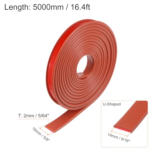 QUARKZMAN U-Form Kantenband 9/16 x 16,4ft (14mm x 5000mm) Selbstklebendes TPE Flexibles Furnierkantenband Kantenschutz für Möbel, Schränke, Tische, Reparatur, Braun
