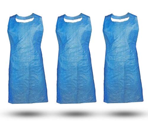 Aprons Disposable Water Proof Aprons | Poly Apron Splash Proof for Painting oil & fluid resistant for women & men. 100 pcs Blue