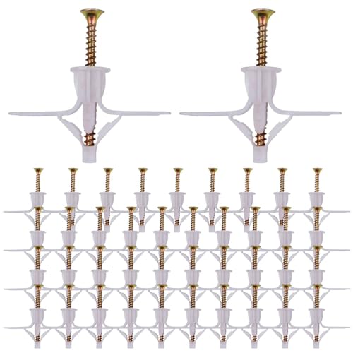 ancchor Screw – Ancrage de tube d'expansion galvanisé | Vis d'expansion | Chevilles murales pour plaques de plâtre | Ancrages de montage pour cloisons sèches pour armoires TV, cadres photo, armoires