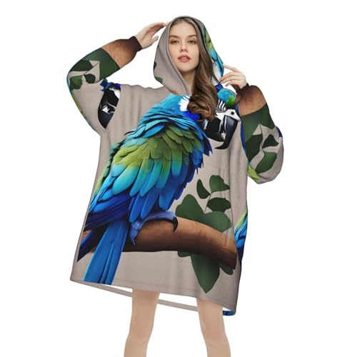 Couverture à capuche surdimensionnée chaude adulte sweat plaid bleu