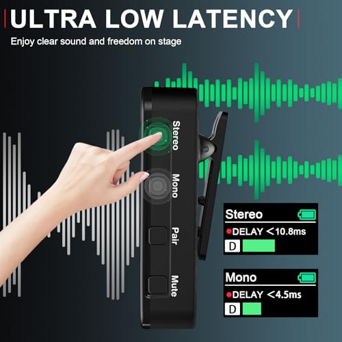 Image of Wireless in-Ear Monitor System, Pro 2.4G Stereo /Mono Wireless IEM System with Transmitter and Receiver Automatic Pairing, for Studio, Band Rehearsal, Live Performance.
