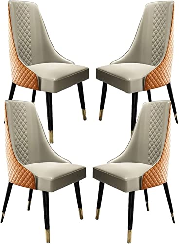 Widppsopt Kitchen PU Leather Dining Chairs Set of 4 Modern Dining Room Solid Wood Legs Accent Chairs Kitchen Living Room Lounge Chairs (Color : Orange)