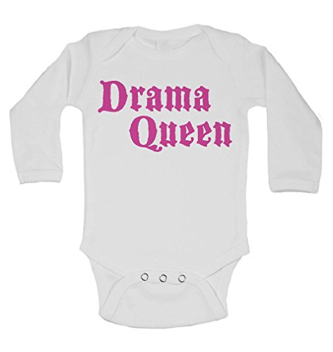 Drama Queen - Body de manga larga para bebé, personalizable, para niñas, color blanco, 3 a 6 meses