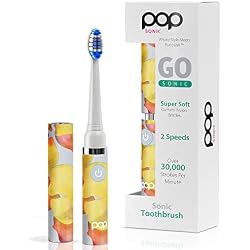 Pop Sonic Electric Toothbrush for Adults 2 Speed Orange Watercolor Dupont Nylon Bristles 15,000-30,000 Strokes/Minute w/AAA Battery Bathroom Essentials & Travel Essentials