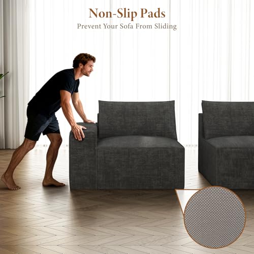 Image of Vesgantti 143.7 inch Oversized Boneless Couch, Modern 7 Seater Modular Sectional Sofa with Deep Seat, Convertible Chenille Cloud Couches for Living Room, No Assembly Required, Dark Grey