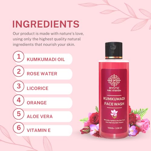 Kumkumadi Face Wash for Skin Brightening & Improving Skin Tone- SLS & Paraben Free Face Wash (100ML)