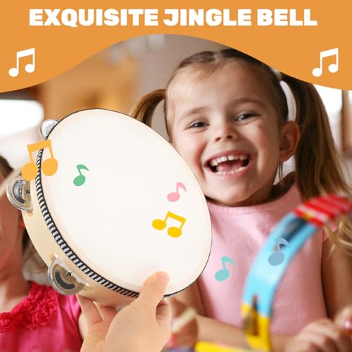 DRESSOOS 2 Unidades pandeiro de pele de carneiro brinquedo instrumentos musicais pandeiro de linha d