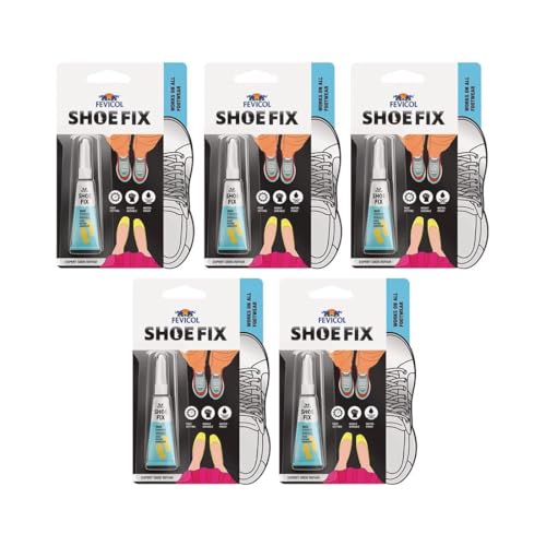 Image of FEVICOL SHOEFIX 2 GM | Expert Shoe Repair Glue (Clear) | Swift Repairs, Waterproof, Easy to use & Unmatched Durability | Works on all Shoes - Formal, Sports, Crocs, Sneakers, School(Pack of 5)
