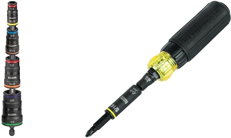 Klein Tools Impact Driver 9-in-1 Flip Socket Set with Ratcheting 11-in-1 Screwdriver/Nut Driver