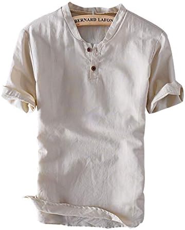 Men's Summer Casual Linen Henley T 