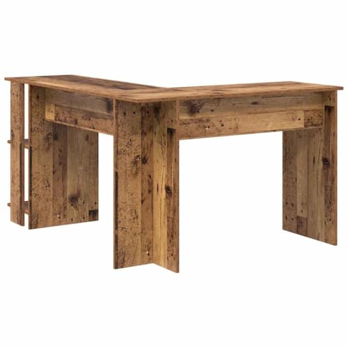 Bureau d'angle ergonomique en bois vieilli pour optimiser le rangement et le télétravail - 8