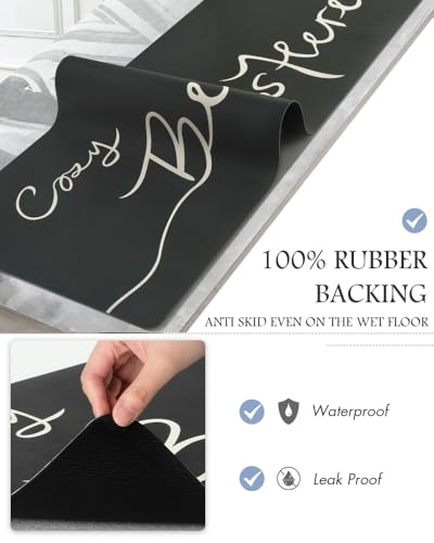Image of MontVoo Bath Mat-Bath Mat Rug Non Slip Super Absorbent Stain Resistant Quick Dry Thin Bathroom Rug-Bath Mats for Bathroom Floor Bathtub Vanity-Bathmat Bath Rug Easy Care-17 inchx35 inch,Black