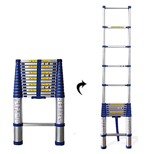 Escalera Extensible Extra Alta Azul, Escalera telescópica Plegable de Aluminio de 20/22/24/25 pies, Escalera retráctil Multiusos para Exteriores (6,2 m/20,3 pies) Interesting