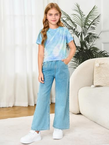 Image of Haloumoning Girls Tie Dye Short Sleeve Shirt 5-14 Years | Kids Summer Fashion, Girls shirts,Girls tshirt,Tops for girls,Tie dye shirts,Crewneck Tops, Casual Tees
