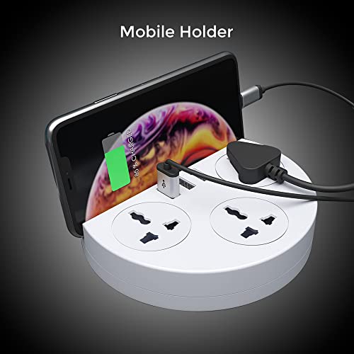 Image of XECH Extension Board with USB & Desk Light 2500W Power with 3 Universal Sockets & 3 USB Output Ports & 2 Meter Cable Length (Charging Disc PRO)