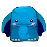 Mochila Infantil Elefante, Azul, com Bolso Frontal e Alças Ajustáveis