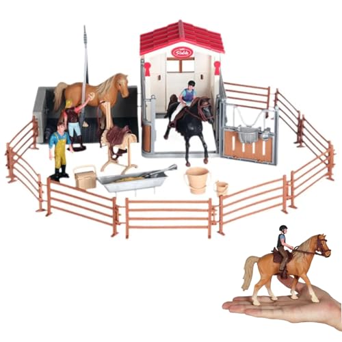 Grange à jouets écurie de chevaux pour tout-petits avec clôture amovible