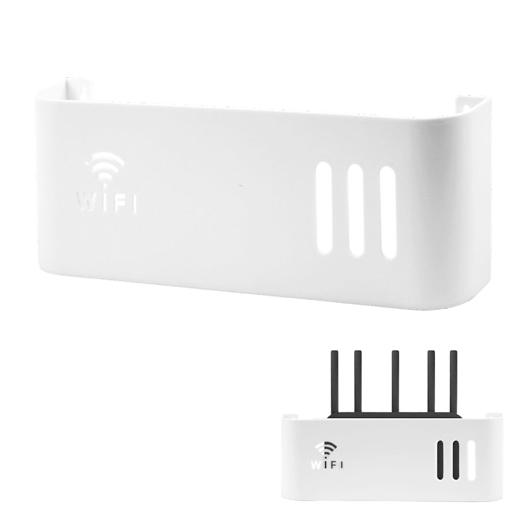 Supvox® Wall Shelf for Wireless WiFi Router Wall Mounted WiFi Rounter Open Storage Case No Drill Wall WiFi Cable Organizer Universal Wireless WiFi Router Organizer, 12.2x2.17x4.33 ''-image-2